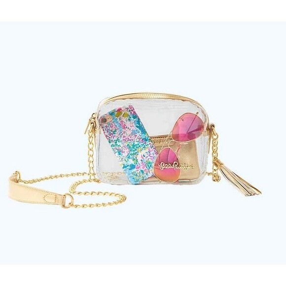 LILLY PULITZER CLEAR CROSSBODY BAG *GOLDTONE HARDWARE* - Picture 1 of 14